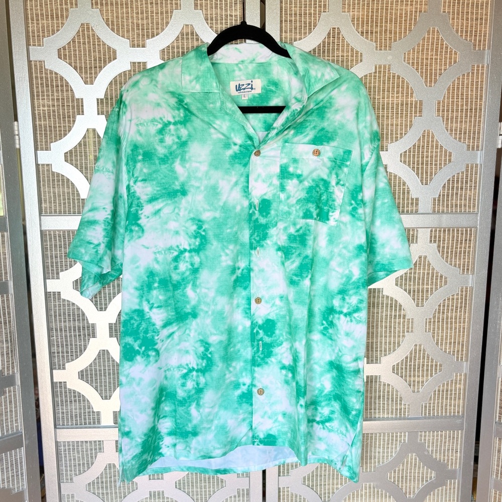 Mint Green and White Casual Button Down Shirt